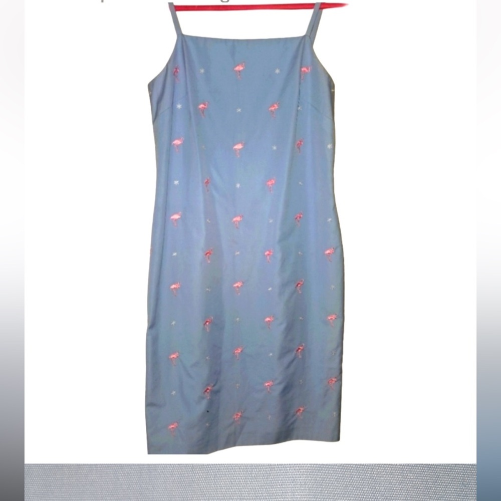Brooks Brothers dress 346 Flamingo cotton. Embroidered Size 12 EUC Lined